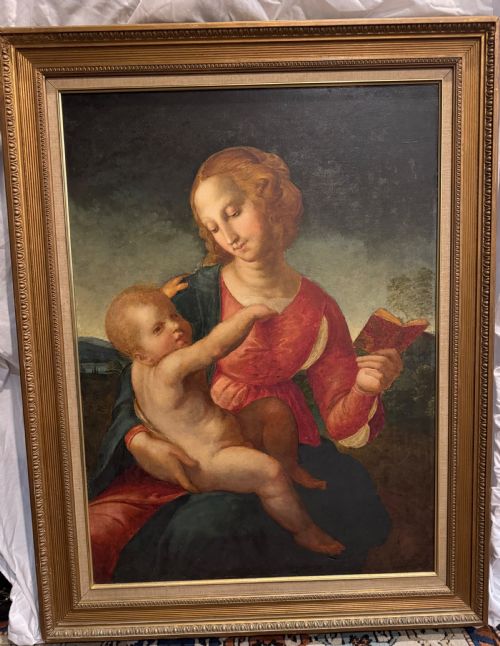 EARLY 19TH CENTURY AFTER RAPHAEL 'MADONNA COLONNA' OIL ON CANVAS
