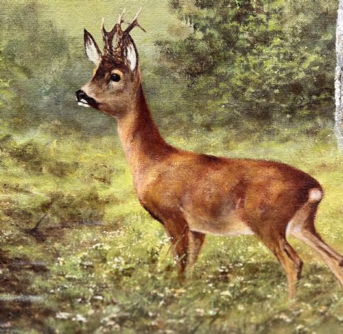 GEORGE MAJEWICZ 1897 - 1965 OIL ON CANVAS DEER IN A LANDSCAPE GERMANY