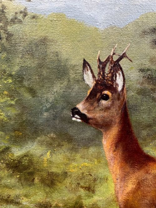 GEORGE MAJEWICZ 1897 - 1965 OIL ON CANVAS DEER IN A LANDSCAPE GERMANY