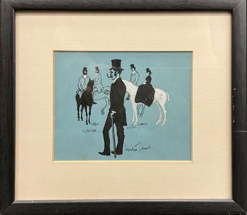LYNTON LAMB 1907 - 1977 WATERCOLOUR DRAWING EQUESTRIAN SCENE C1950