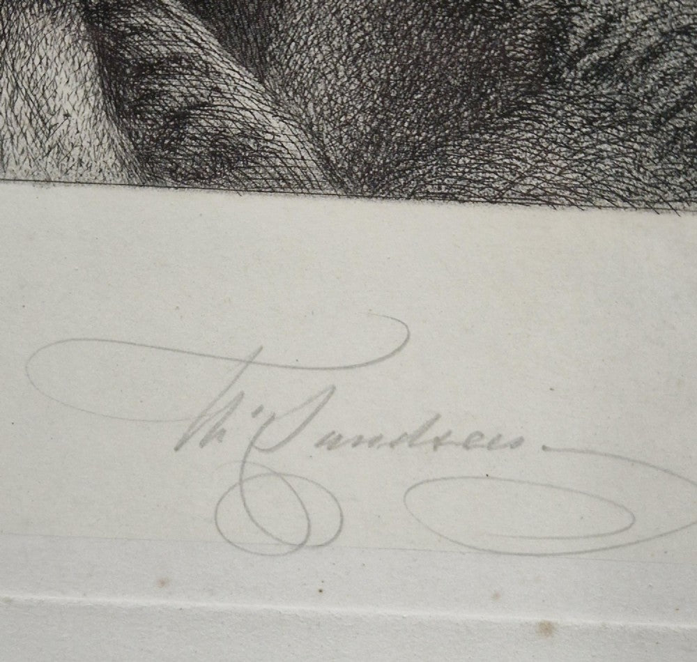 SIR EDWIN LANDSEER PRA. Wild Cattle at Chillingham 1869 etching signed by THOMAS LANDSEER