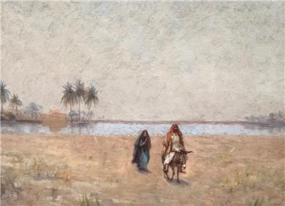 Mirage in the Desert, Basra   J Milner Fl late 19th/early 20th century Oil on Panel