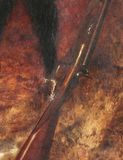 ROBERT NIGHTINGALE 1815 - 1895 - A GUN DOG WITH RIFLE AND RABBIT - OIL ON CANVAS 1873