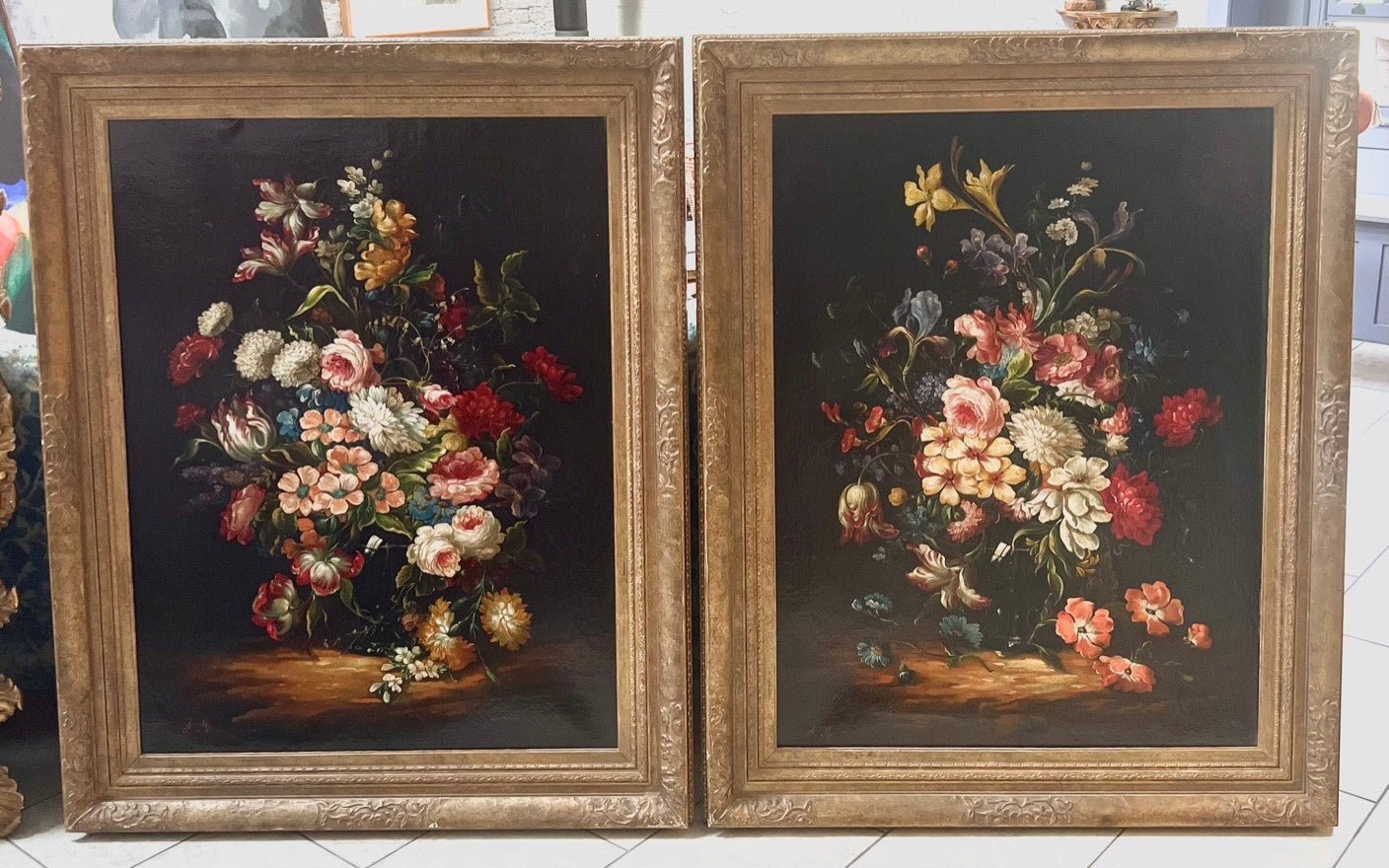 PAIR OF LATE18TH/EARLY 19TH CENTURY OIL ON CANVAS LARGE DUTCH STILL LIVES