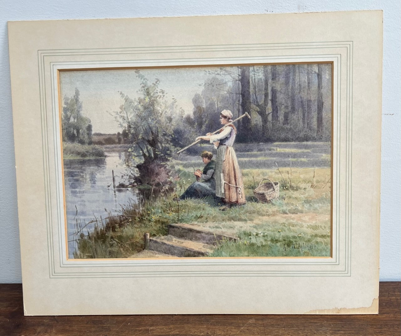 C1880 WATERCOLOUR BY GEORGINA MARTHA DE L'AUBINIERE 1848 - 1930