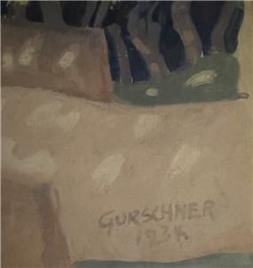 HERBERT GURSCHNER 1901-1975 SIGNED GOUACHE ON CARD - FULL PROVENANCE - SIGNED