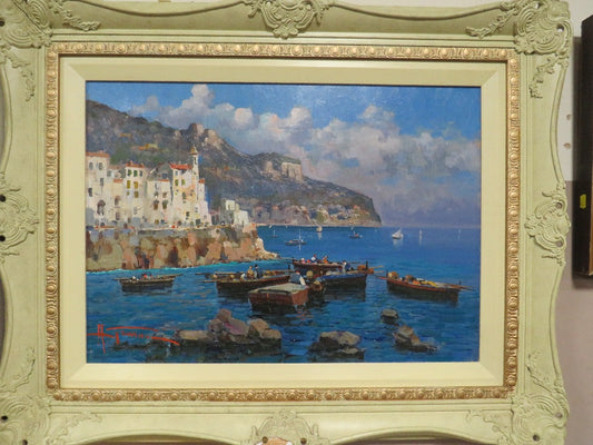 Mid Century Italian Harbour Scene