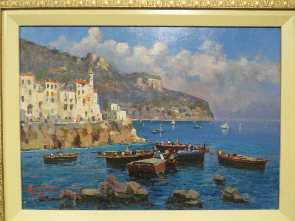 Mid Century Italian Harbour Scene