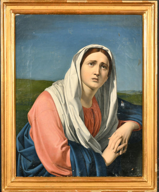 EARLY 19TH CENTURY OIL ON CANVAS STUDY OF THE MADONNA