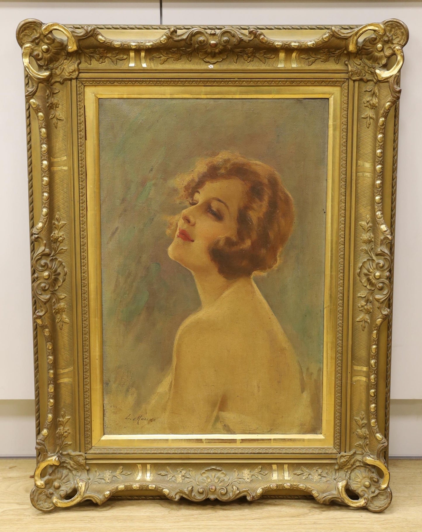 C1920S E MARESCA ITALIAN OIL ON CANVAS GLAMOROUS WOMAN