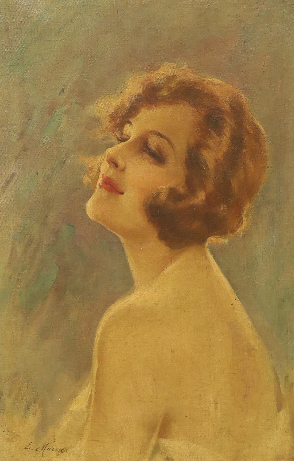 C1920S E MARESCA ITALIAN OIL ON CANVAS GLAMOROUS WOMAN