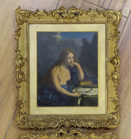 C1840S GRAND TOUR OIL ON BOARD "MARY MAGDALENE WITH CROWN OF THORNS"