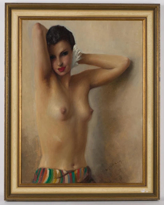 C1930 NUDE PORTRAIT PAINTING - SUPERB QUALITY - FRAMED - FRENCH ART DECO
