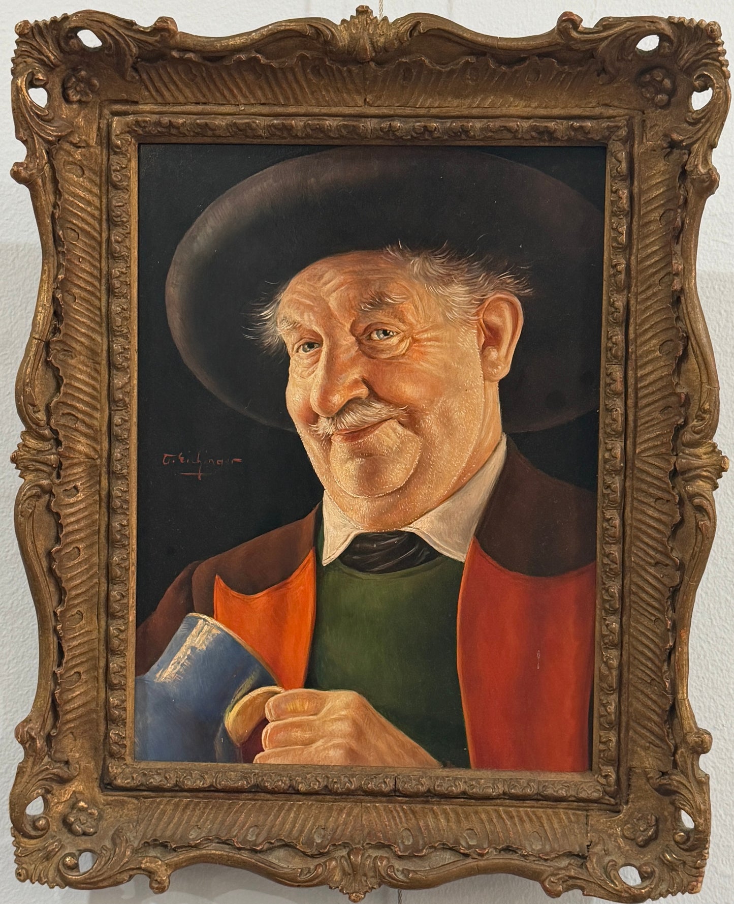 OTTO EICHINGER 1922-2004 SIGNED OIL PAINTING PORTRAIT AUSTRIAN GENTLEMAN FRAMED
