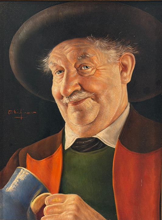 OTTO EICHINGER 1922-2004 SIGNED OIL PAINTING PORTRAIT AUSTRIAN GENTLEMAN FRAMED