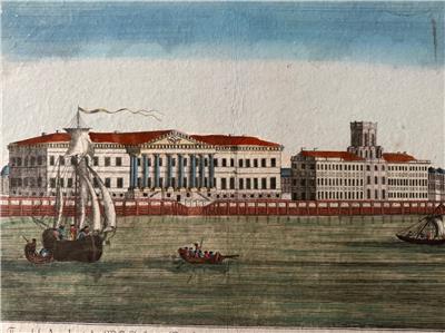 L'Academie Imperial des Sciences a Petersburg Hand Coloured Engraving c1790