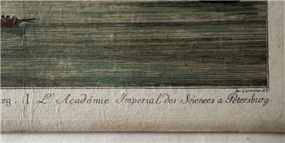 L'Academie Imperial des Sciences a Petersburg Hand Coloured Engraving c1790