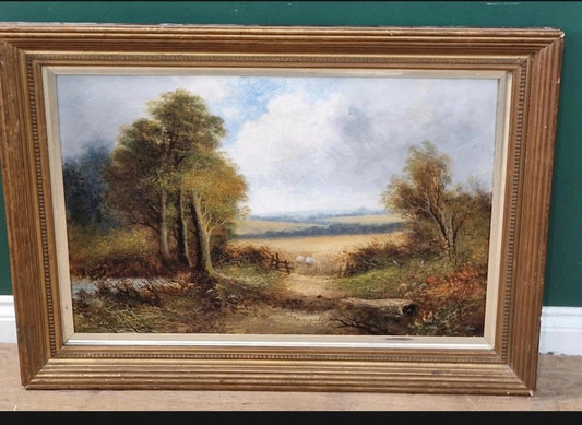 1912 OIL ON CANVAS - SHERE SURREY - MULREADY - SIGNED AND IN ORIGINAL FRAME
