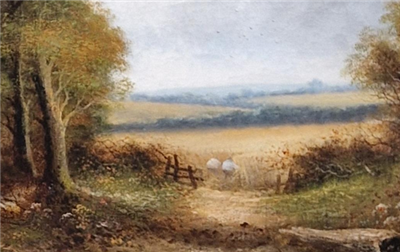 1912 OIL ON CANVAS - SHERE SURREY - MULREADY - SIGNED AND IN ORIGINAL FRAME