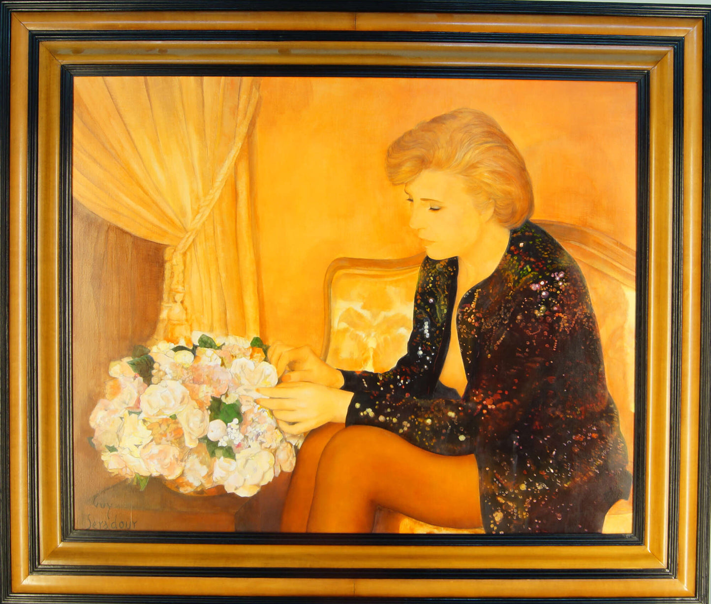 GUY  SERADOUR 1922-2007 "LADY WITH FLOWERS"  OIL ON CANVAS C1965