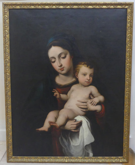 17TH/18TH CENTURY LARGE OIL PAINTING ON CANVAS MADONNA WITH CHILD OLD MASTER