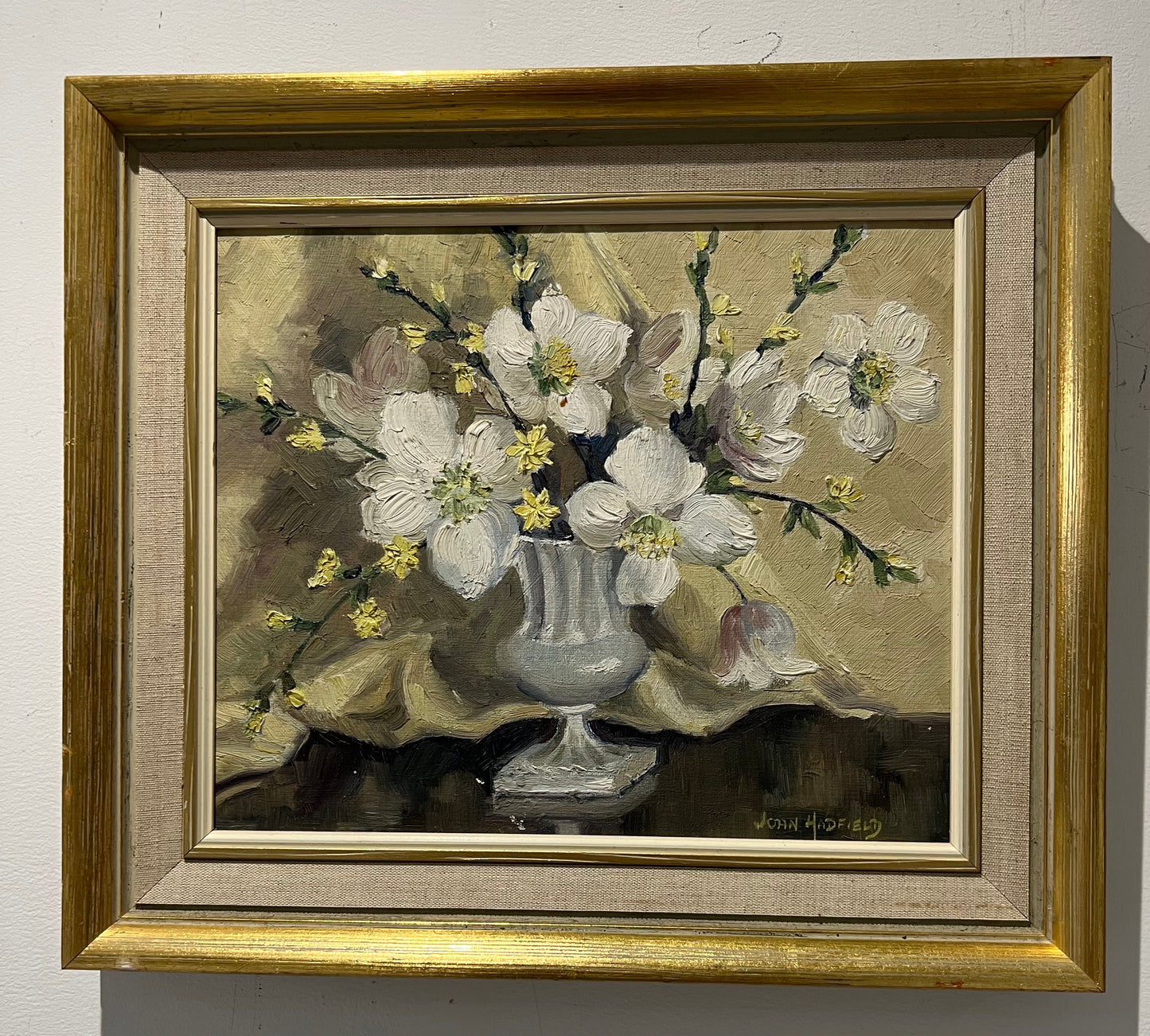 1950’s oil on Board  Floral Still Life By Joan Hatfield