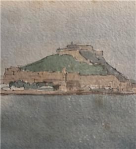 KARL HAGEDORN 1889 - 1969 WATERCOLOUR 1963 - LANDSCAPE GREECE CORFU SEA SIGNED