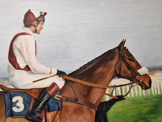 Horse and Jockey Poppet's Pet Oil Painting