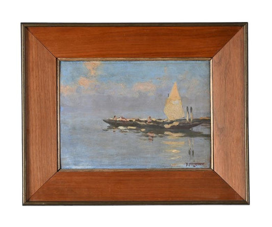 Barge Setting Sail (VENICE) By Pietro Fragiacomo (ITALIAN 1856-1922)