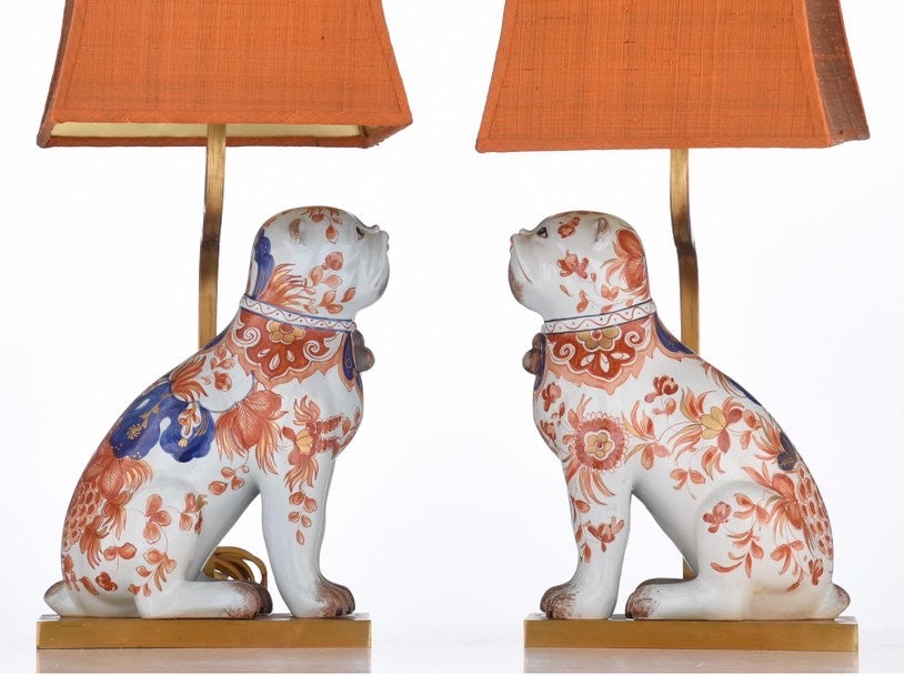 Imari - 19th Century Pair of Porcelain Dogs