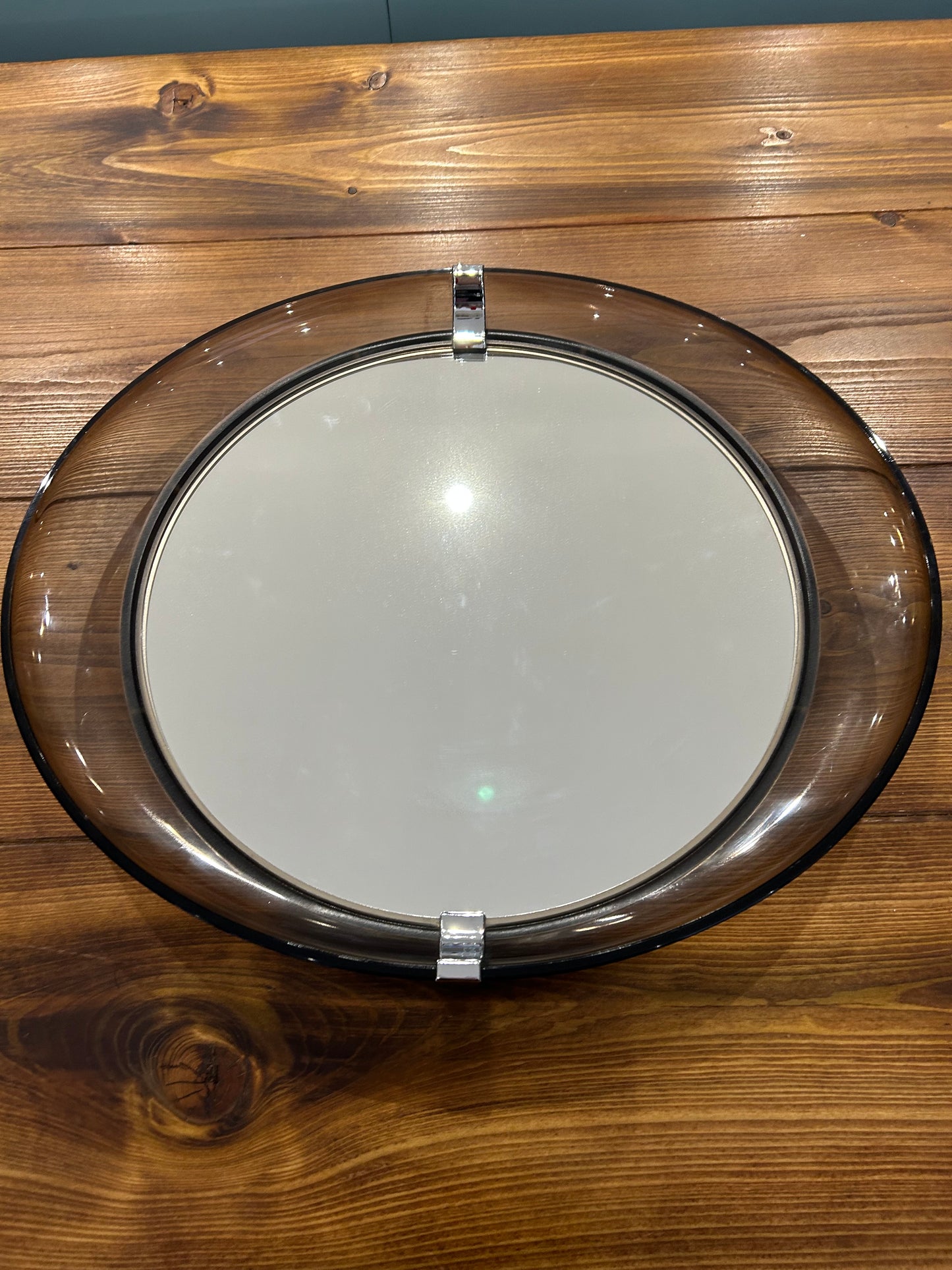 Retro Oval Perspex Acrylic Mirror dated 1978.