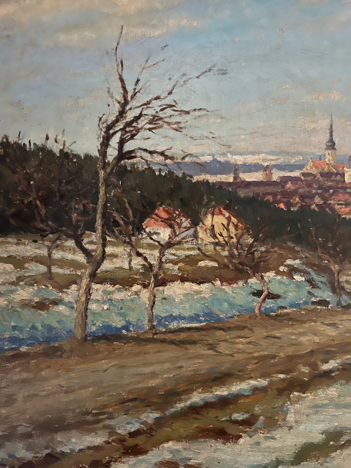 IMPRESSIONIST EUROPEAN VIEW WITH A CHURCH