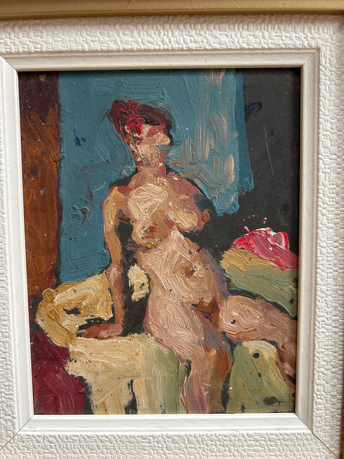 Female Nude oil on Canvas 1960's by Gabor Miklossy