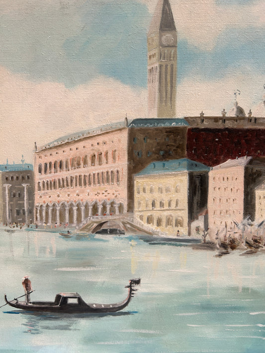 Venice View Italian Oil on Canvas Signed Painting