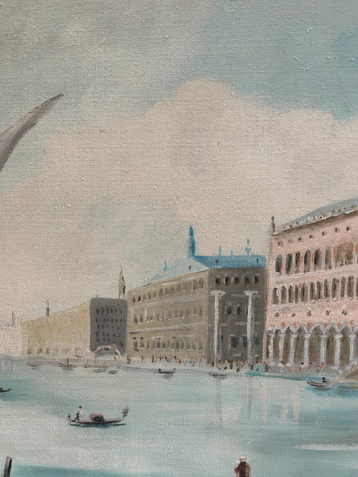 Venice View Italian Oil on Canvas Signed Painting