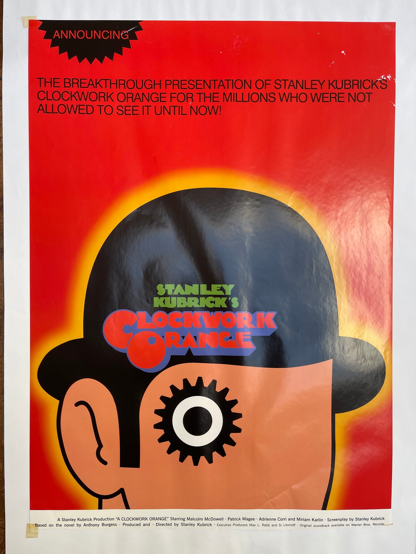 Rare Original 1971 Clockwork Orange Poster - Stanley Kubrick