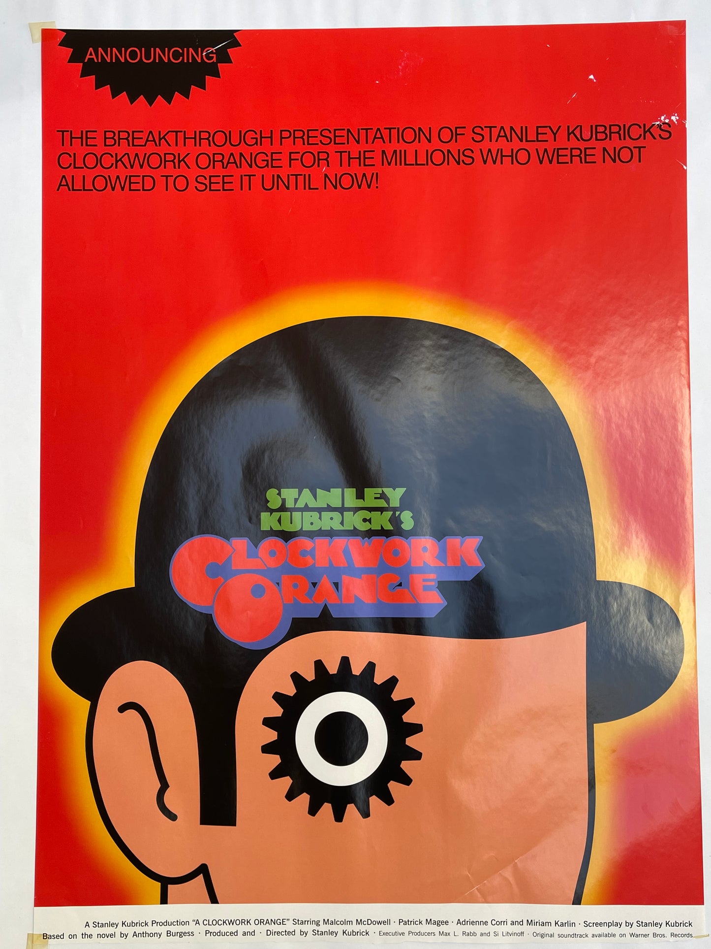 Rare Original 1971 Clockwork Orange Poster - Stanley Kubrick