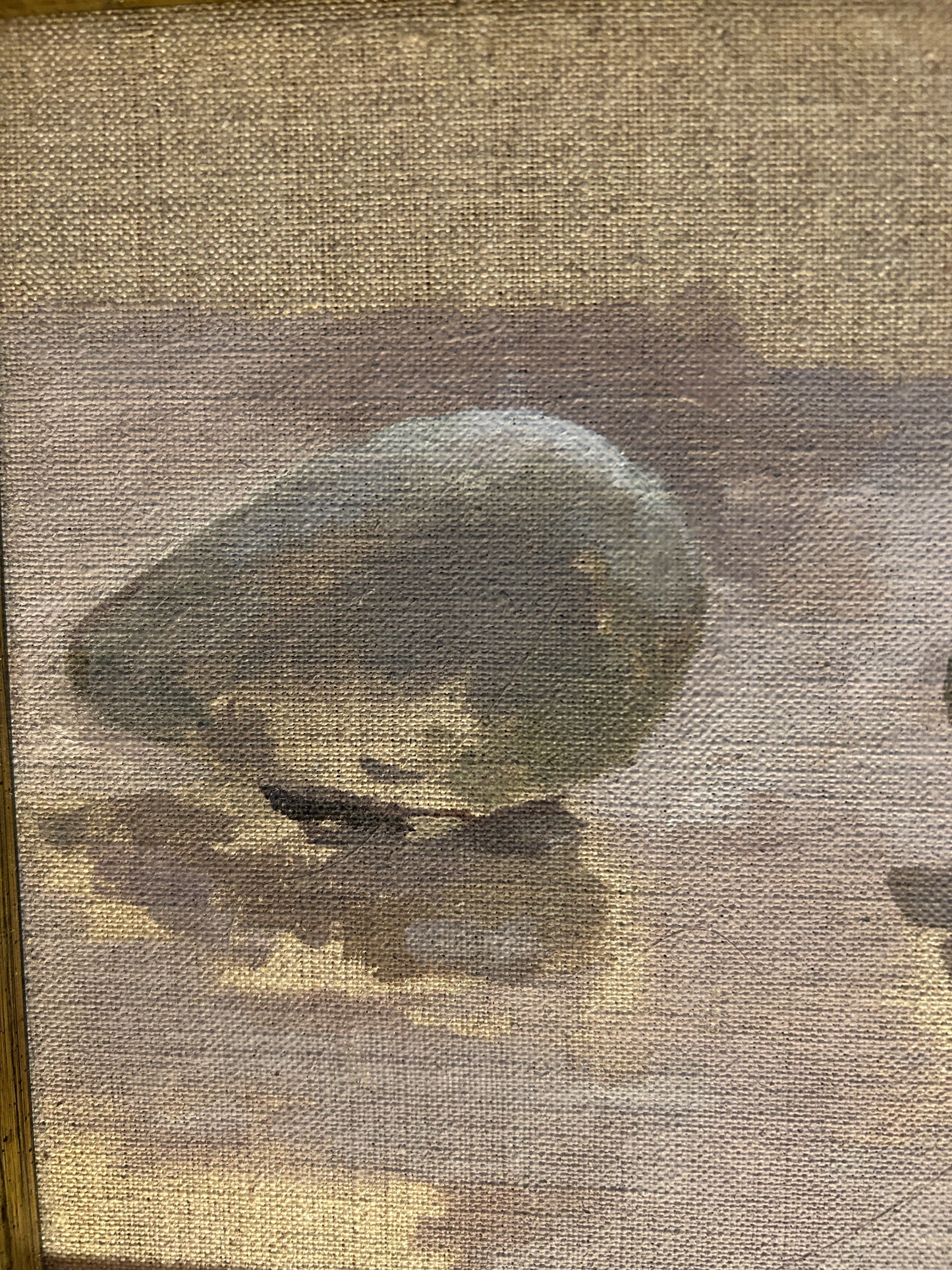 Still Life of Three Quails Eggs Oil on Canvas