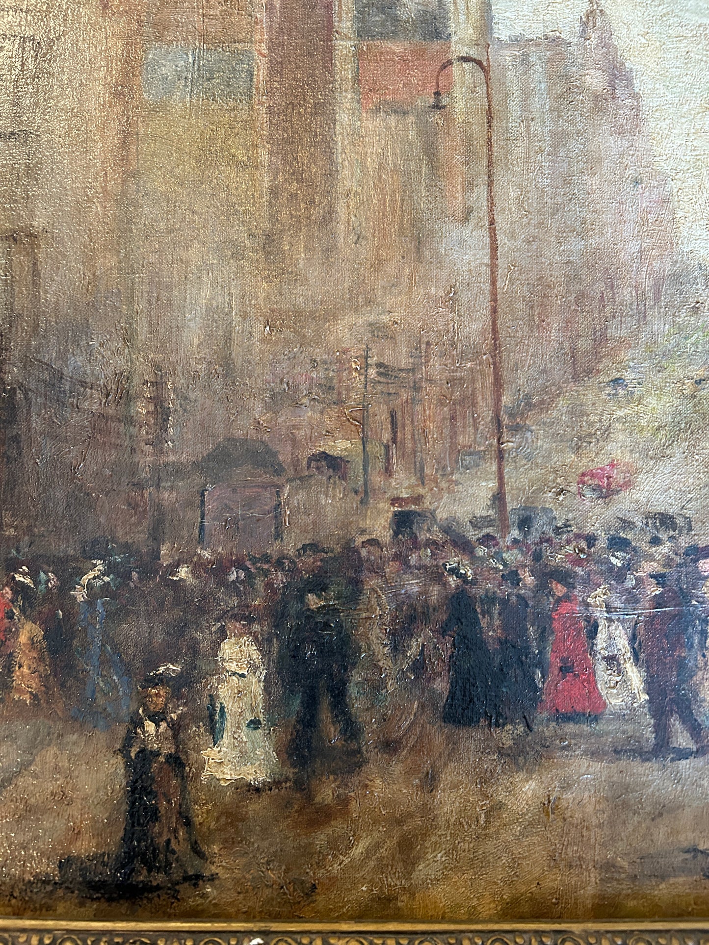 20th Century Impressionist Paris Street Scene Oil on Canvas