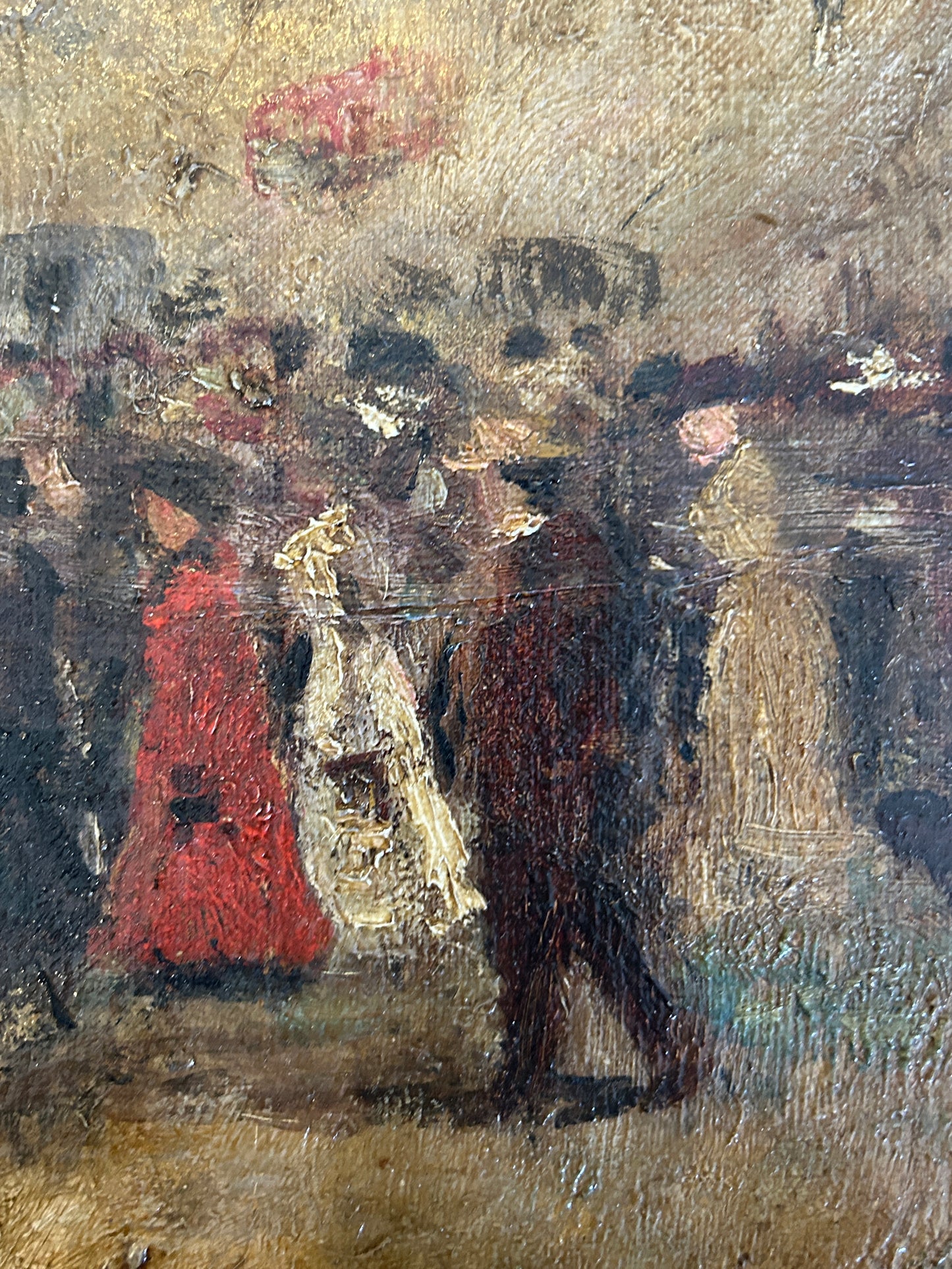 Olio su tela con scena di strada impressionista del XX secolo a Parigi