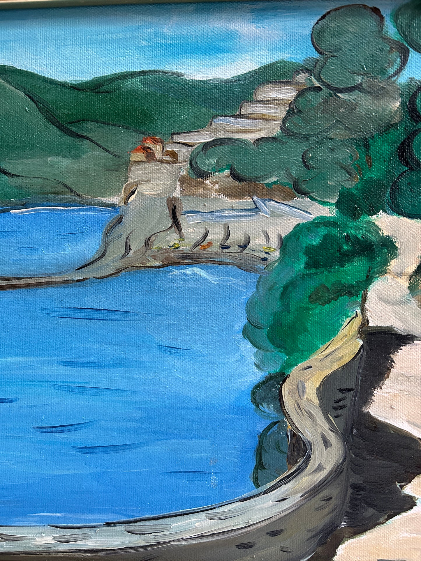 Sentiero di Monterossa Olio italiano della metà del secolo su tela