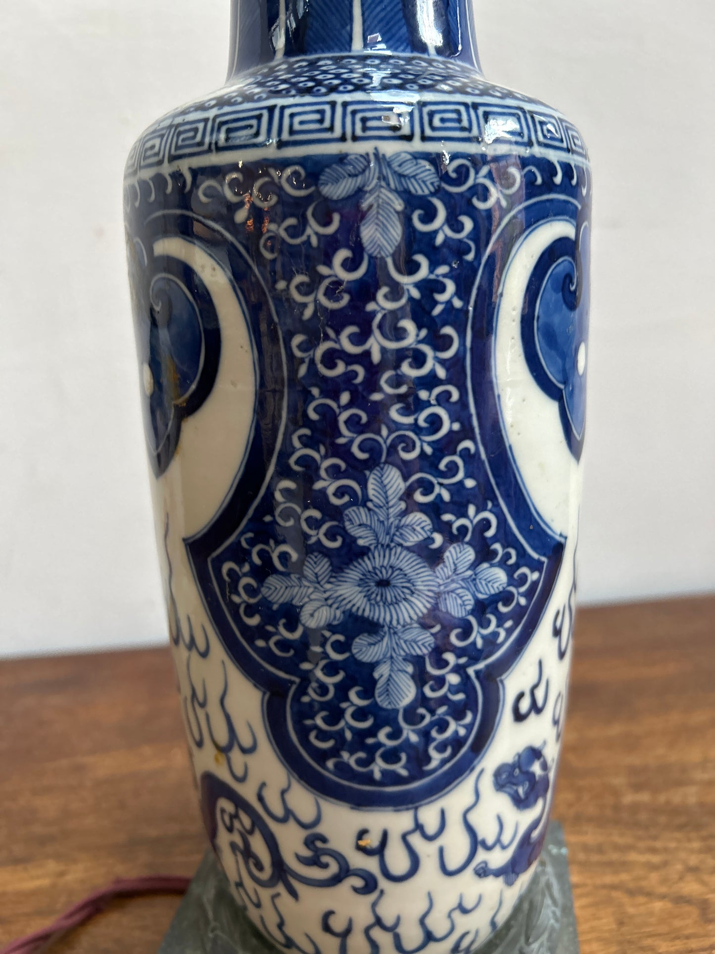 Lampada convertita in vaso di porcellana Kangxi