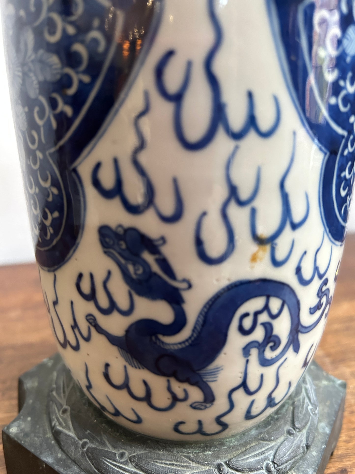 Lampada convertita in vaso di porcellana Kangxi