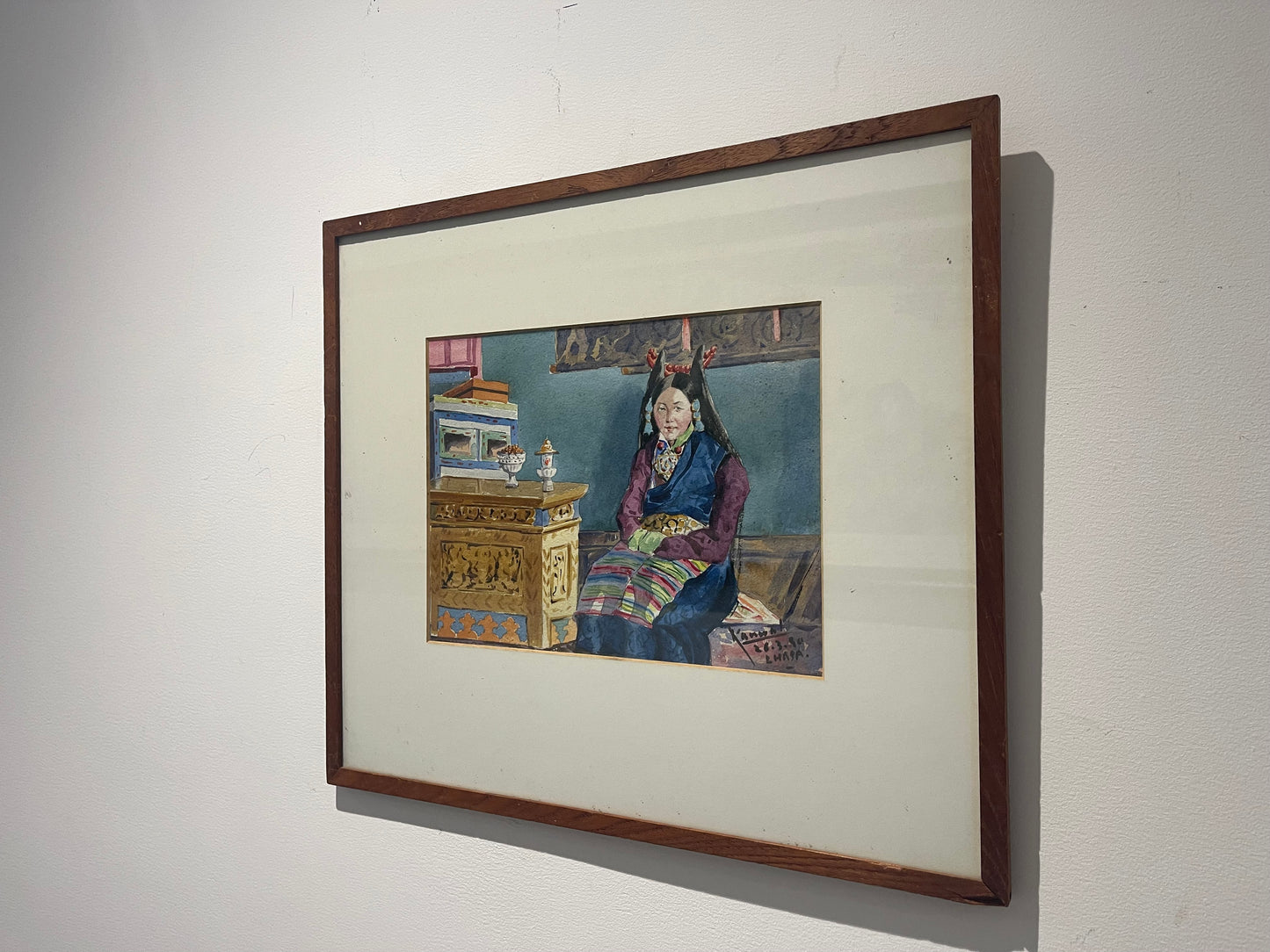 Kanwal Krishna 1910-1993 Watercolour - Portrait Girl Lhasa