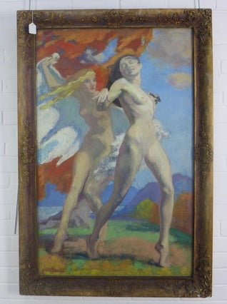 Catherine L Charles (att. 1928-1946) Pittura a olio originale - Venti del sud-ovest