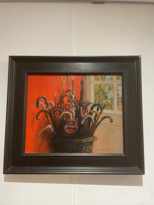 Henry Koehler (American b. 1927), The Stick stand, oil on canvas, framed, signed bottom right,