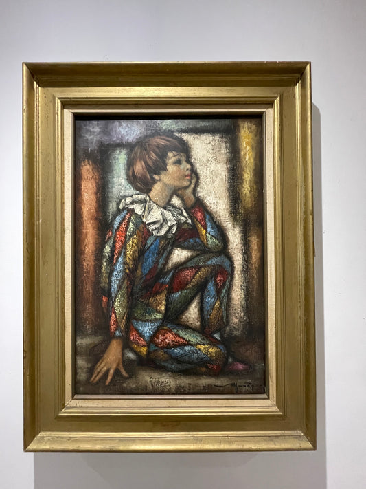 Harlequin Child Oil on Canvas 1960's