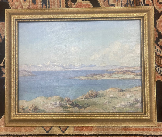 Ian McNicol Dipinto ad olio Paesaggio marino sulla costa occidentale della Scozia intorno al 1930