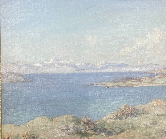 Ian McNicol Dipinto ad olio Paesaggio marino sulla costa occidentale della Scozia intorno al 1930