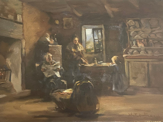 John Rennie MacKenzie Houston -Cottage Interior With Family